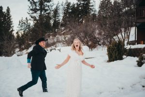 snowball fight mountain elopement photography wedding photography los angeles